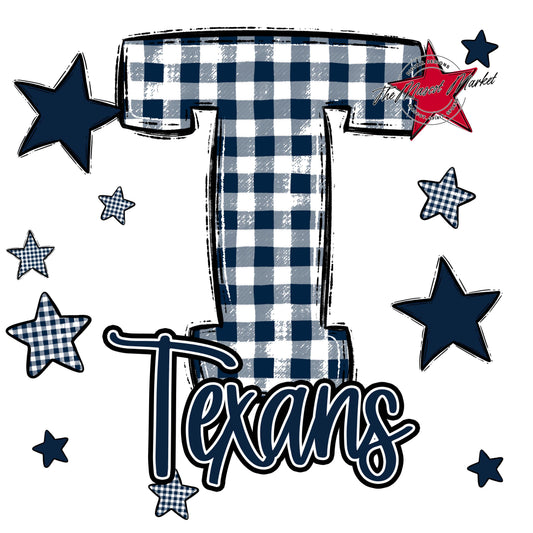 Texans Plaid Star Design-Navy