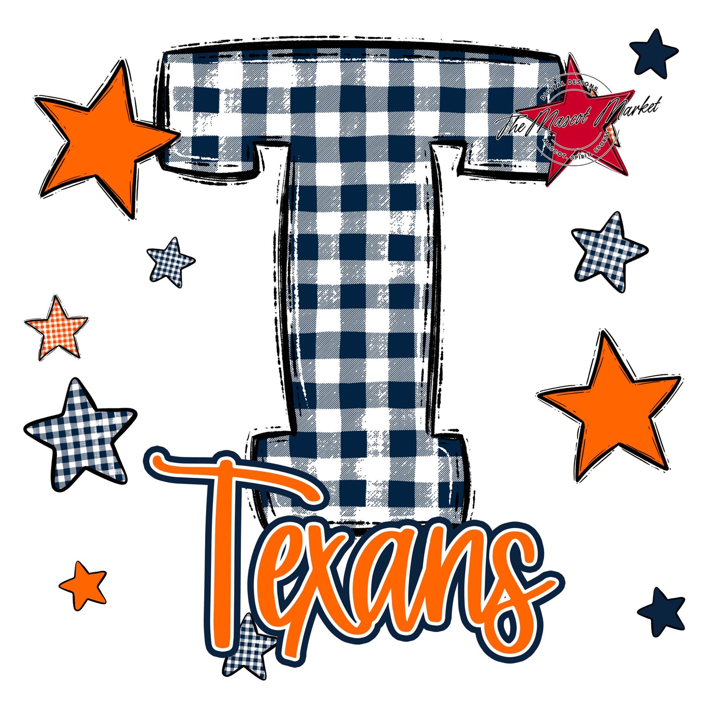 Texans Plaid Star Design-Navy & Orange