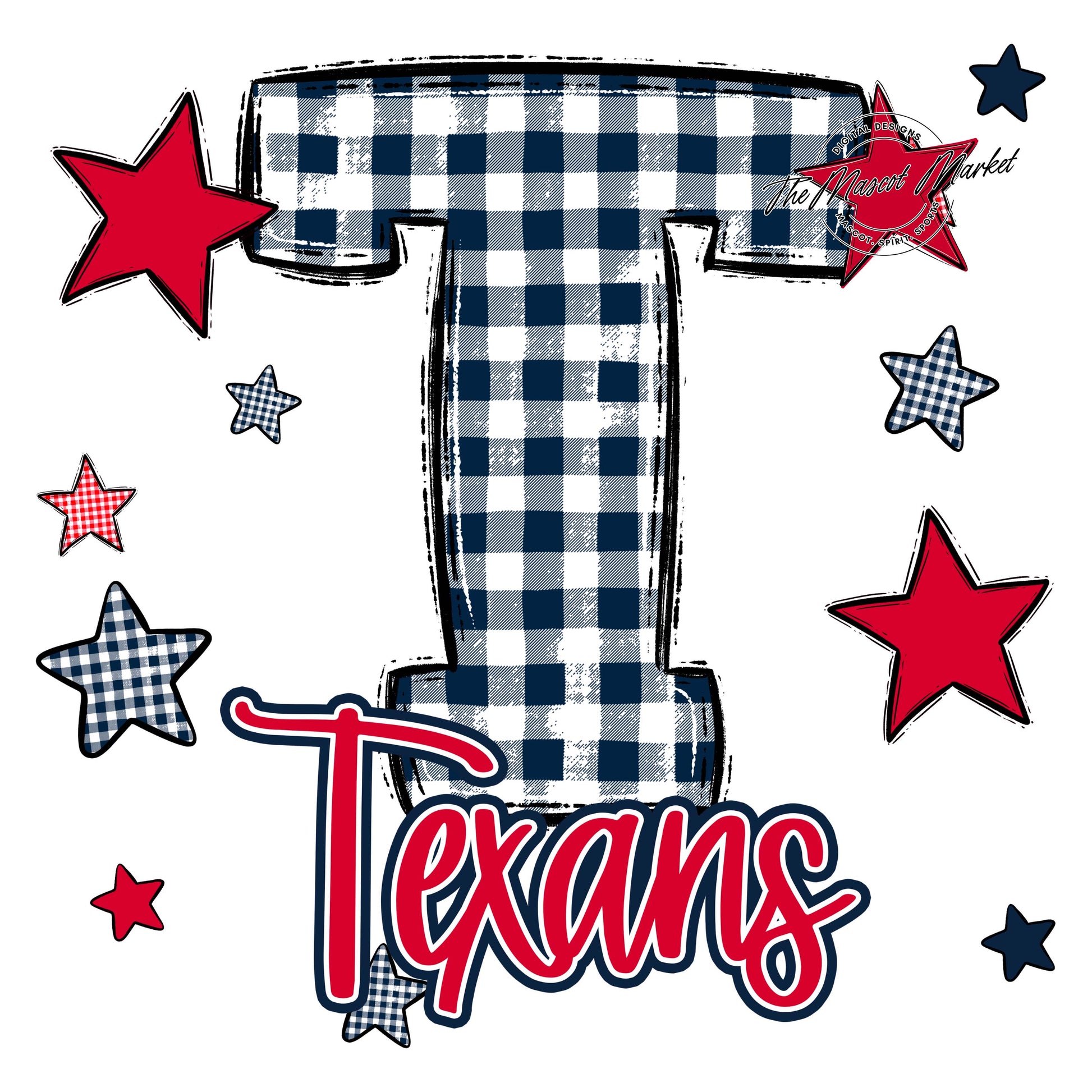 Texans Plaid Star Design-Navy & Red