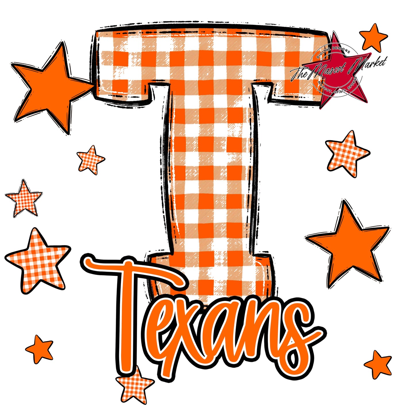 Texans Plaid Star Design-Orange