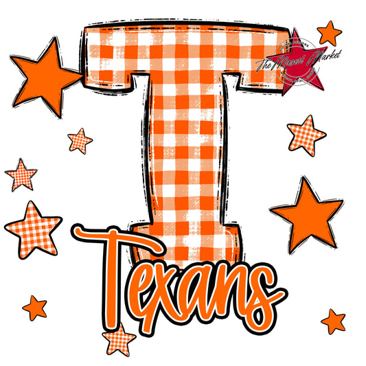 Texans Plaid Star Design-Orange