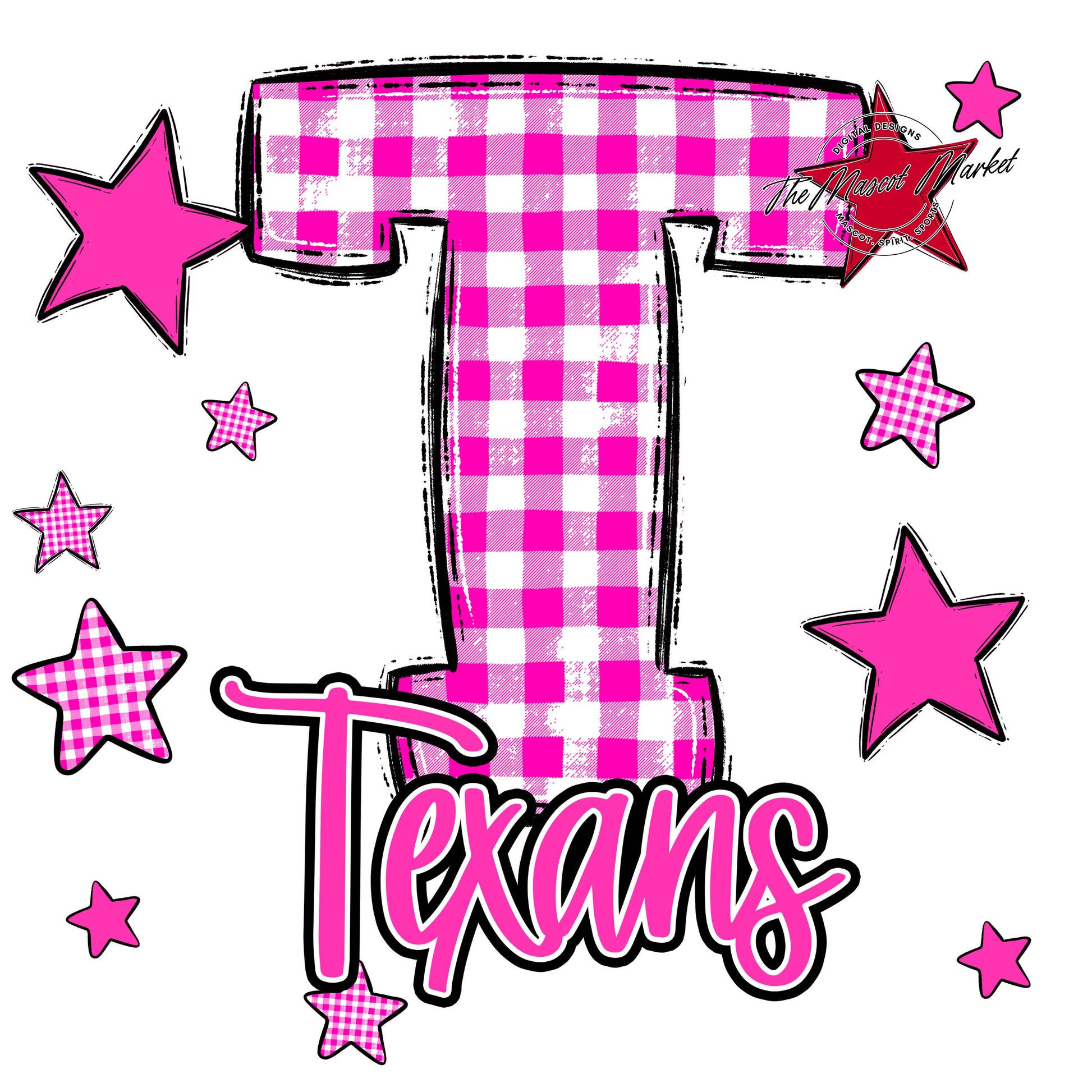 Texans Plaid Star Design-Pink