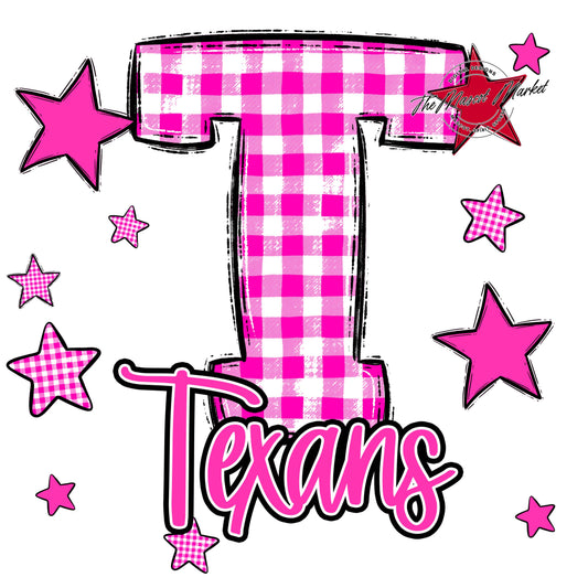 Texans Plaid Star Design-Pink
