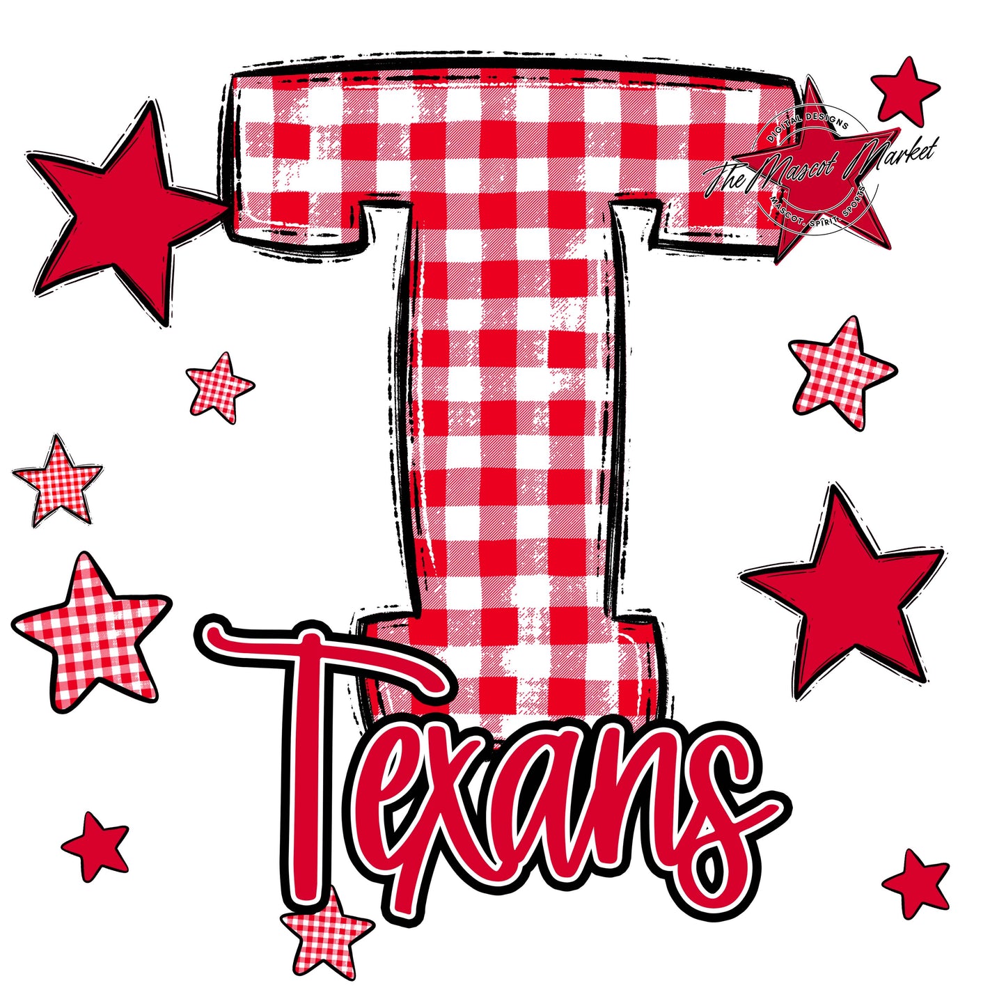 Texans Plaid Star Design-Red