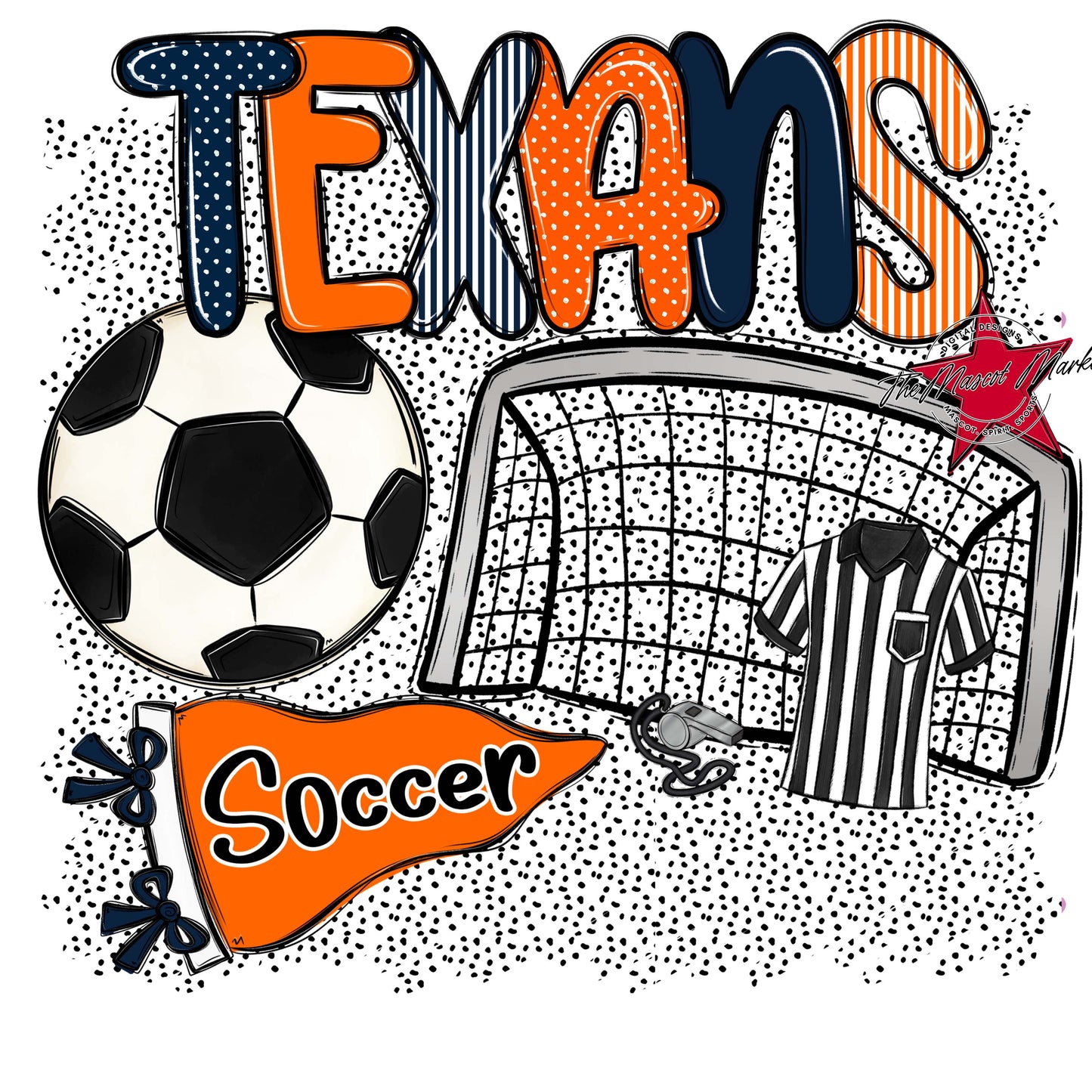 Texans Soccer Spirit-Navy & Orange