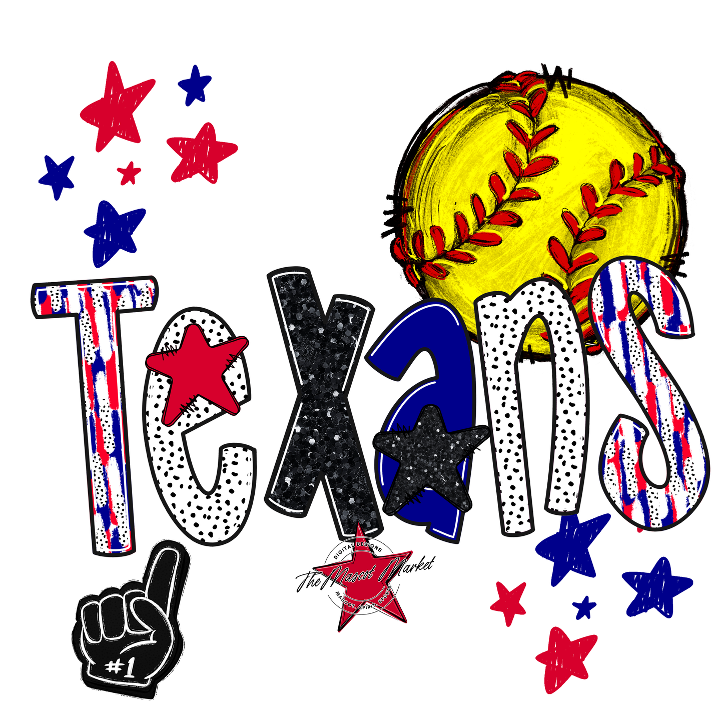 Texans Softball Scrape-Blue-Red