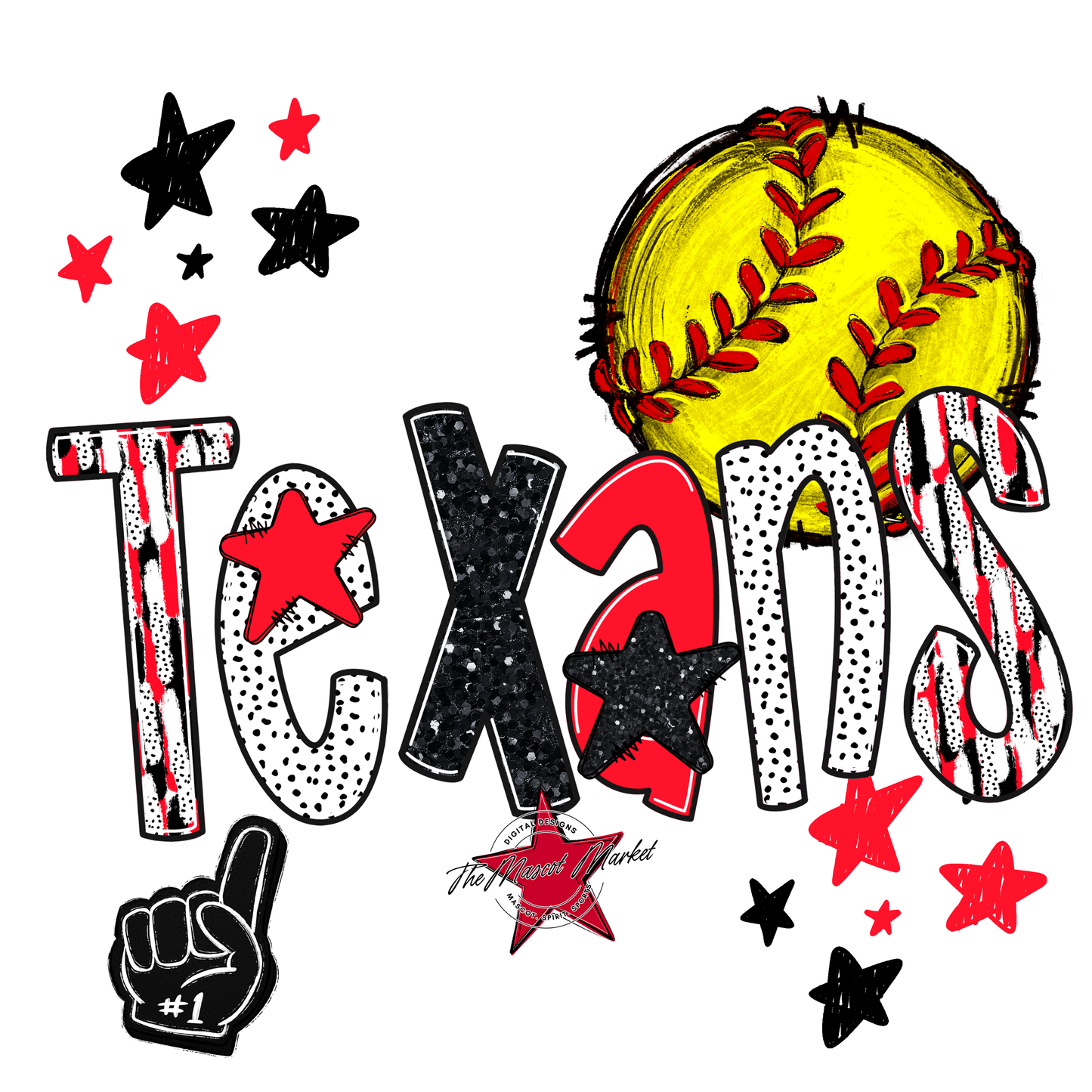 Texans Softball Scrape-Bright Red