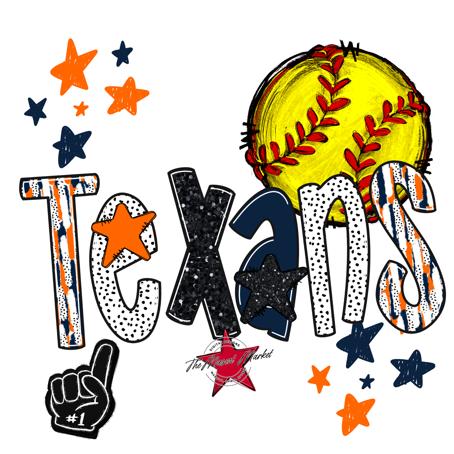 Texans Softball Scrape-Navy-Orange