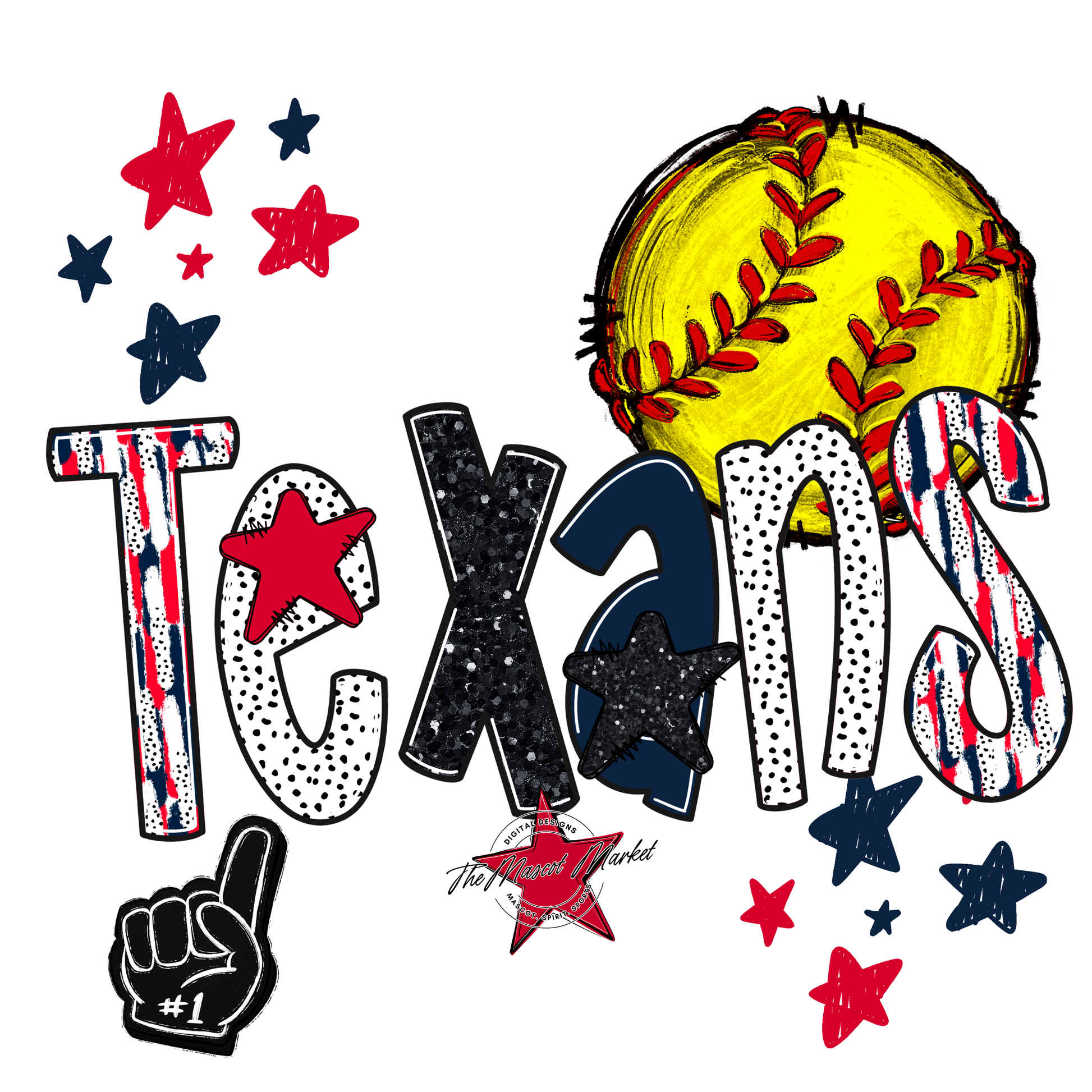 Texans Softball Scrape-Navy-Red