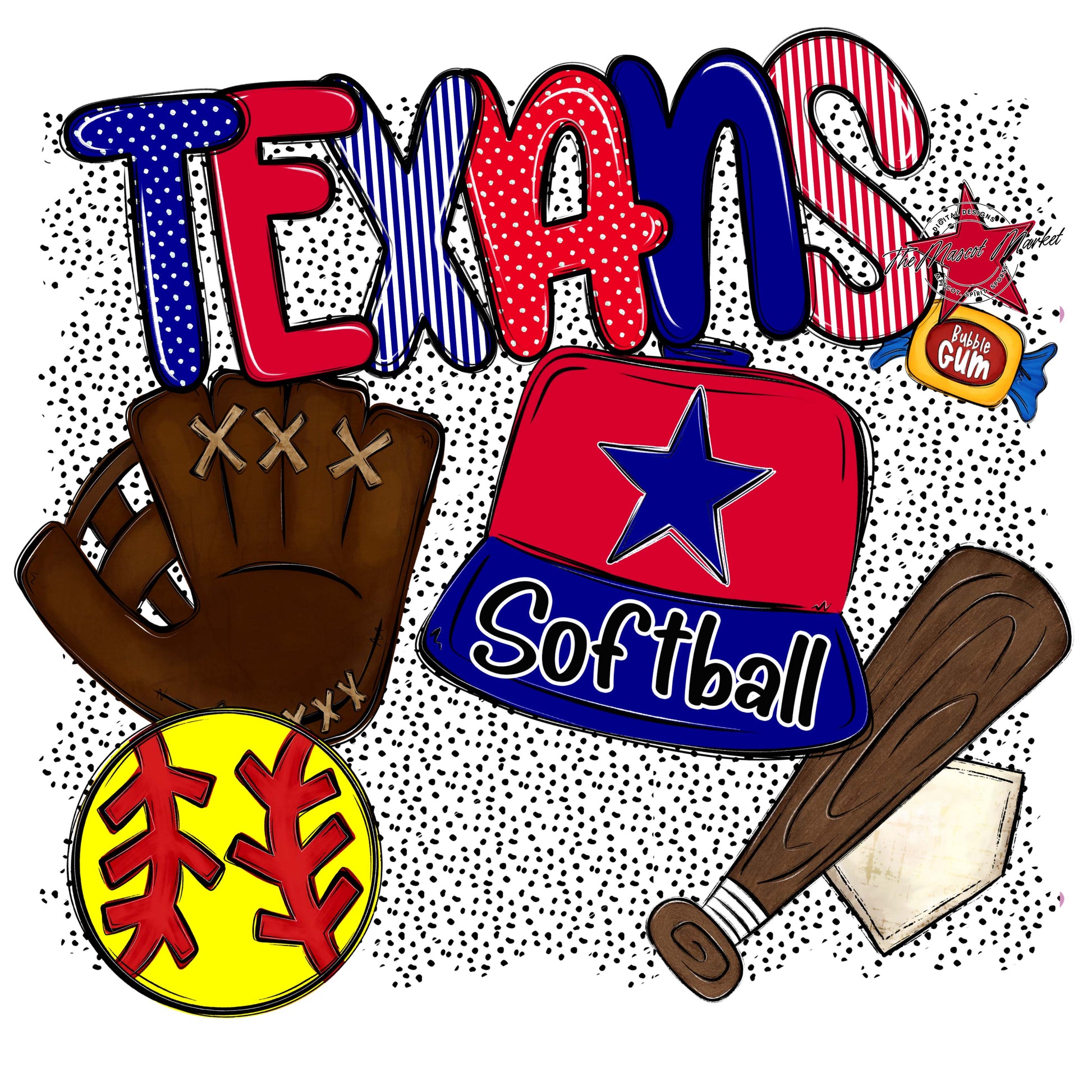 Texans Softball Spirit-Blue & Red