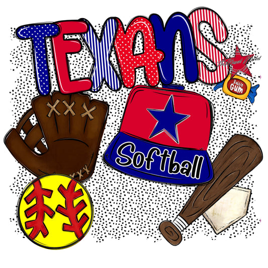 Texans Softball Spirit-Blue & Red