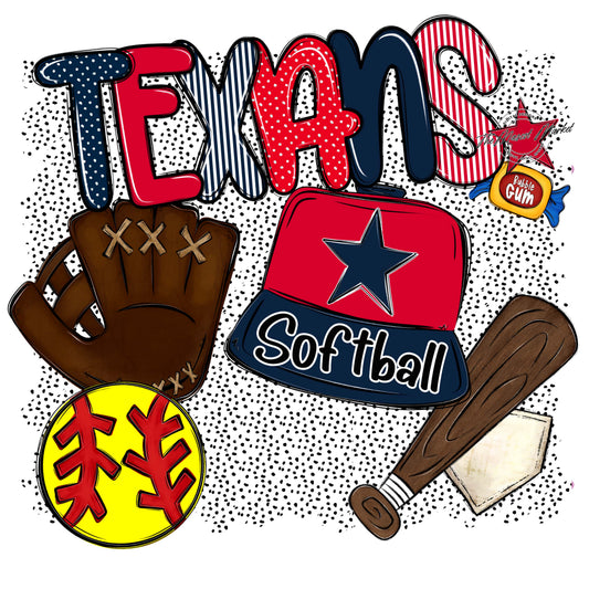 Texans Softball Spirit-Navy & Red