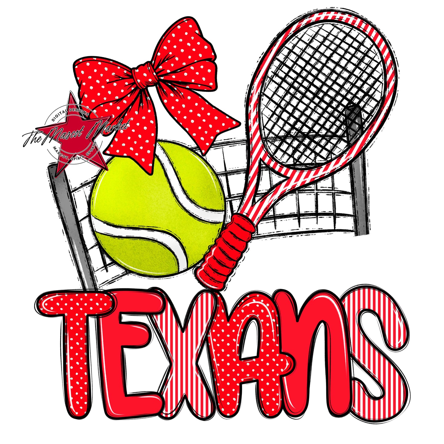 Texans Tennis Spirit Design-Bright Red