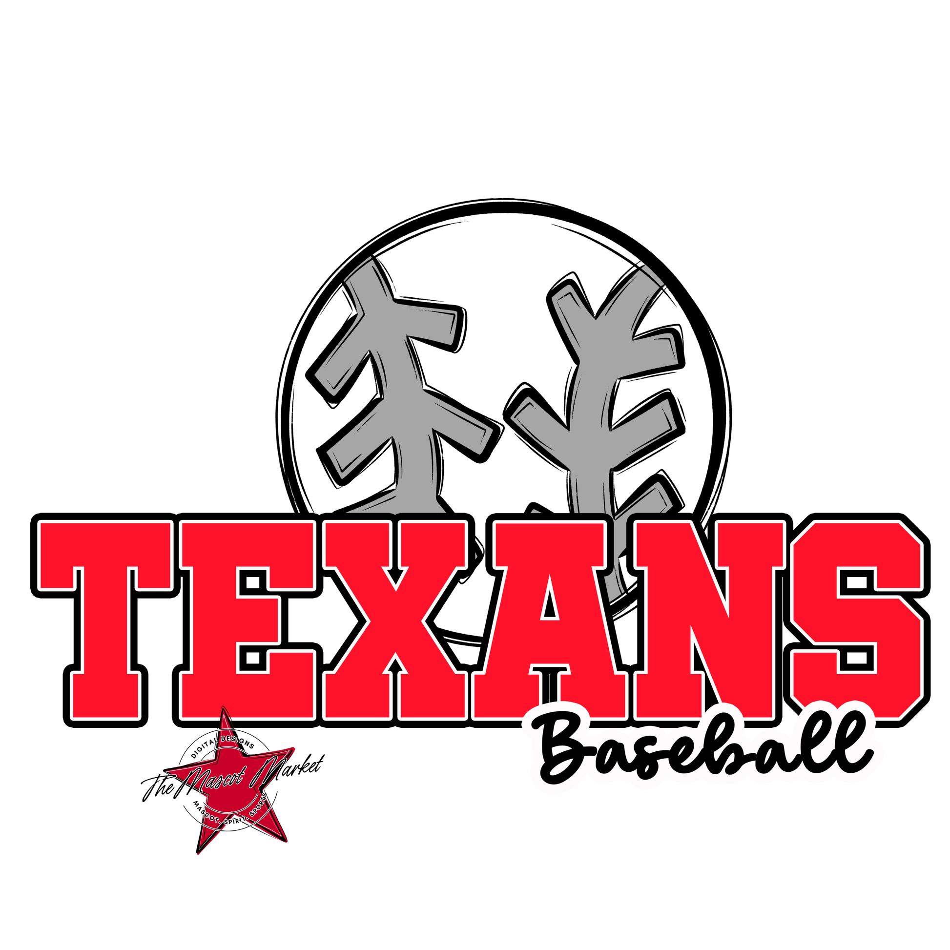 Texans Varsity Baseball-Bright Red