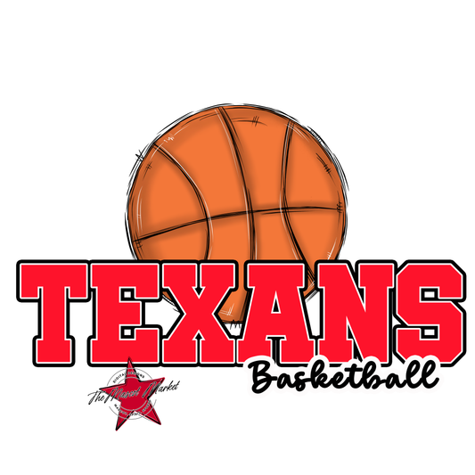 Texans Varsity Basketball-Bright Red