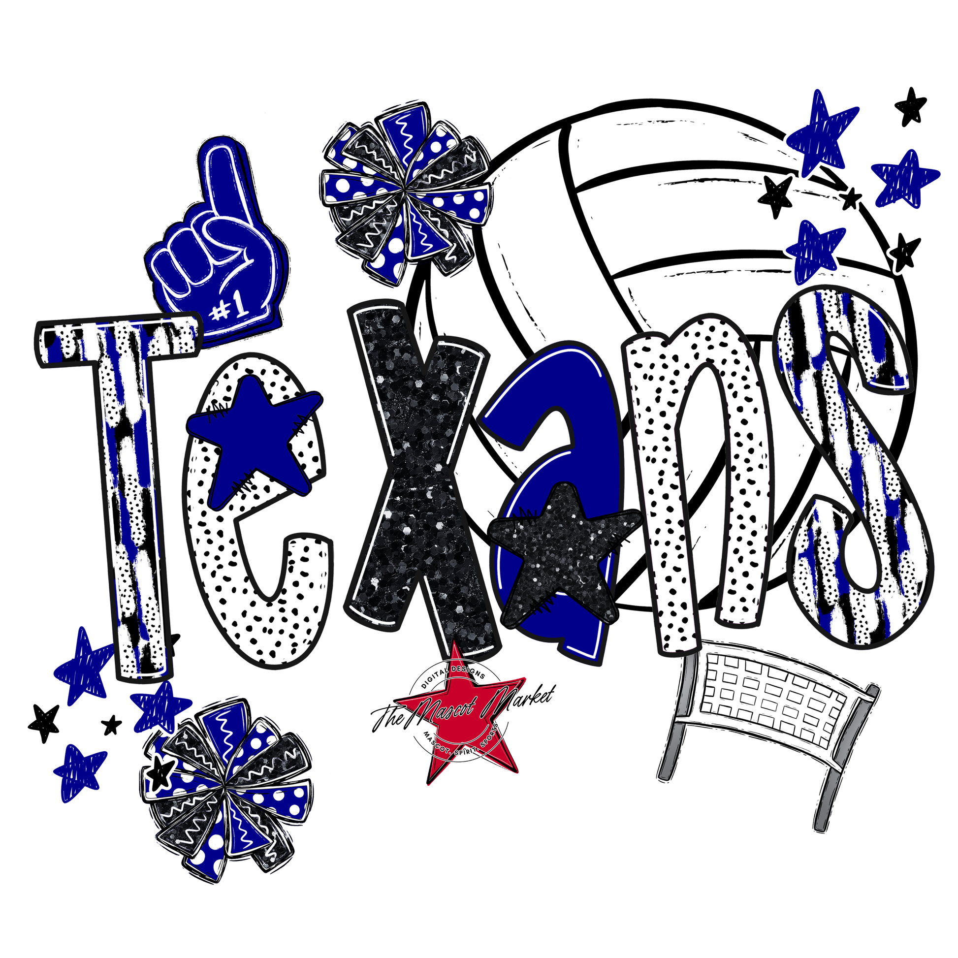 Texans Volleyball Scrape-Blue