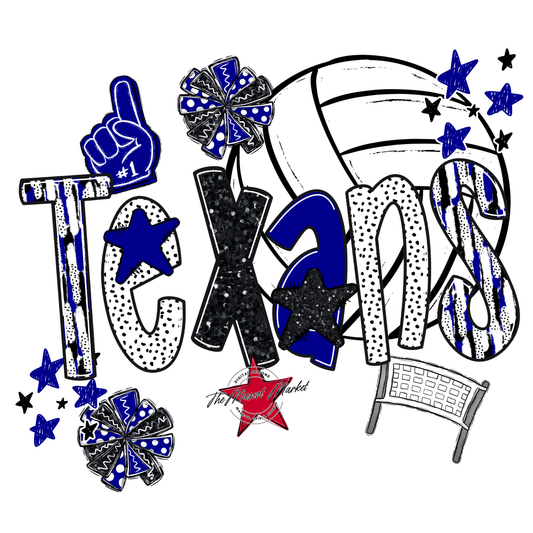 Texans Volleyball Scrape-Blue