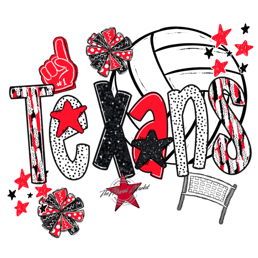 Texans Volleyball Scrape-Bright Red