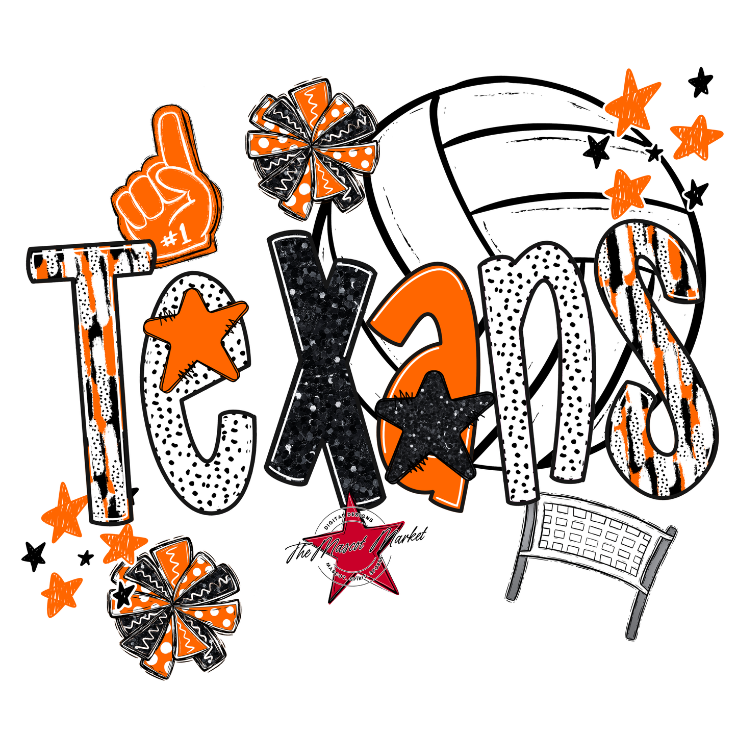 Texans Volleyball Scrape-Orange