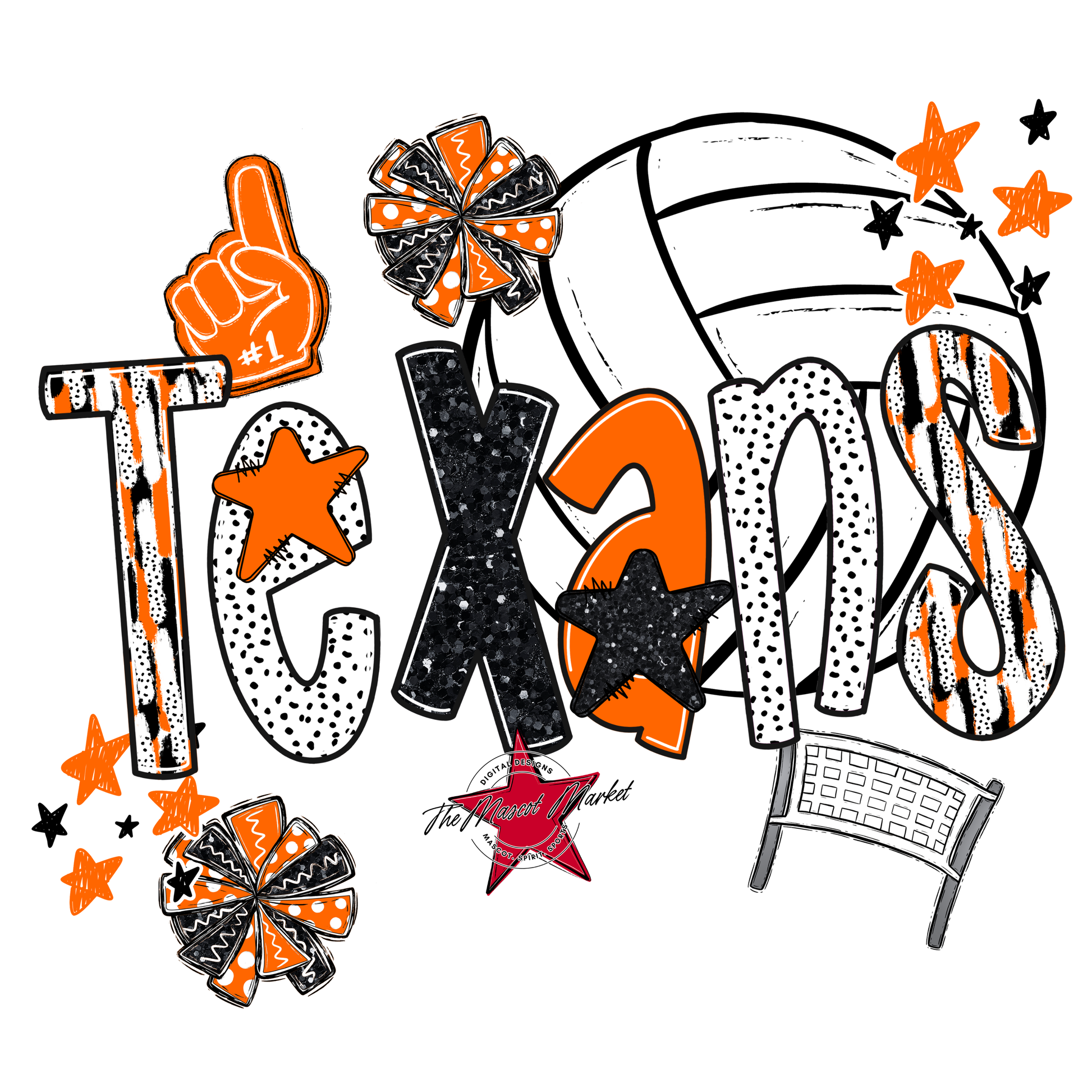 Texans Volleyball Scrape-Orange