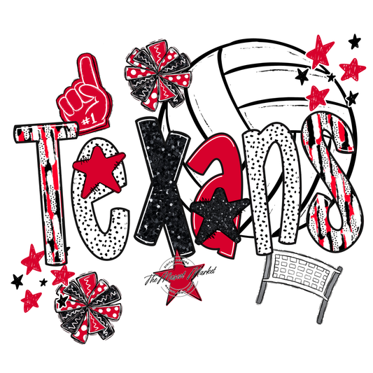 Texans Volleyball Scrape-Red