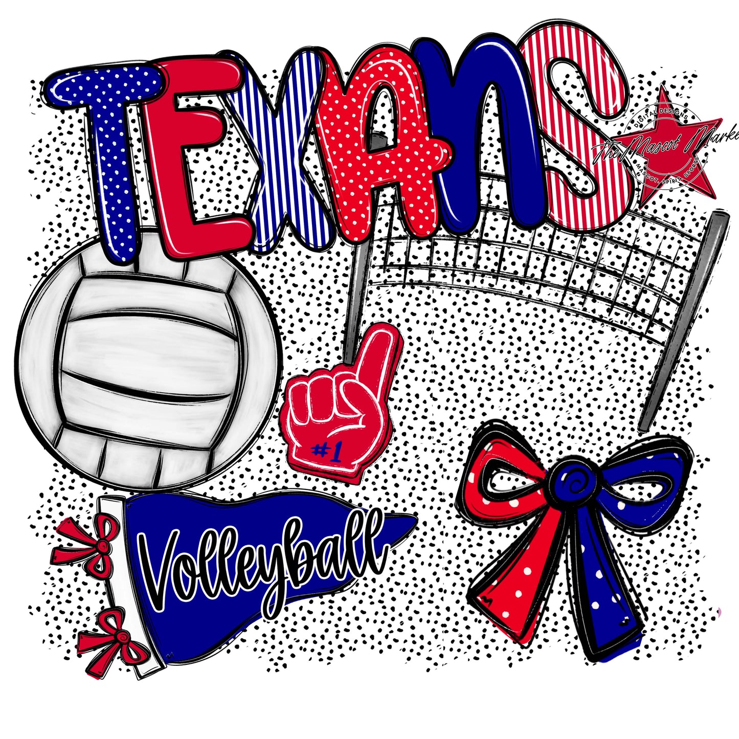 Texans Volleyball Spirit-Blue & Red
