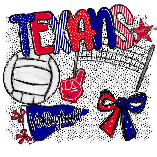 Texans Volleyball Spirit-Blue & Red