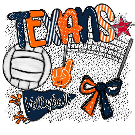 Texans Volleyball Spirit-Navy & Orange