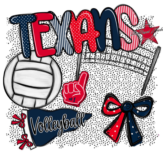 Texans Volleyball Spirit-Navy & Red