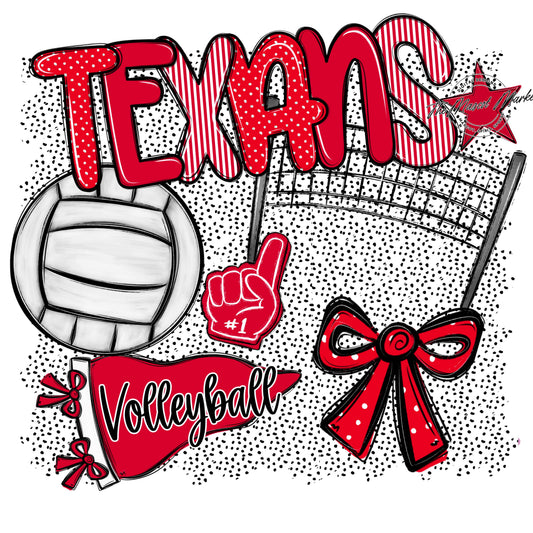 Texans Volleyball Spirit-Red