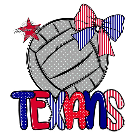 Texans Volleyball Spirit Design-Blue & Red