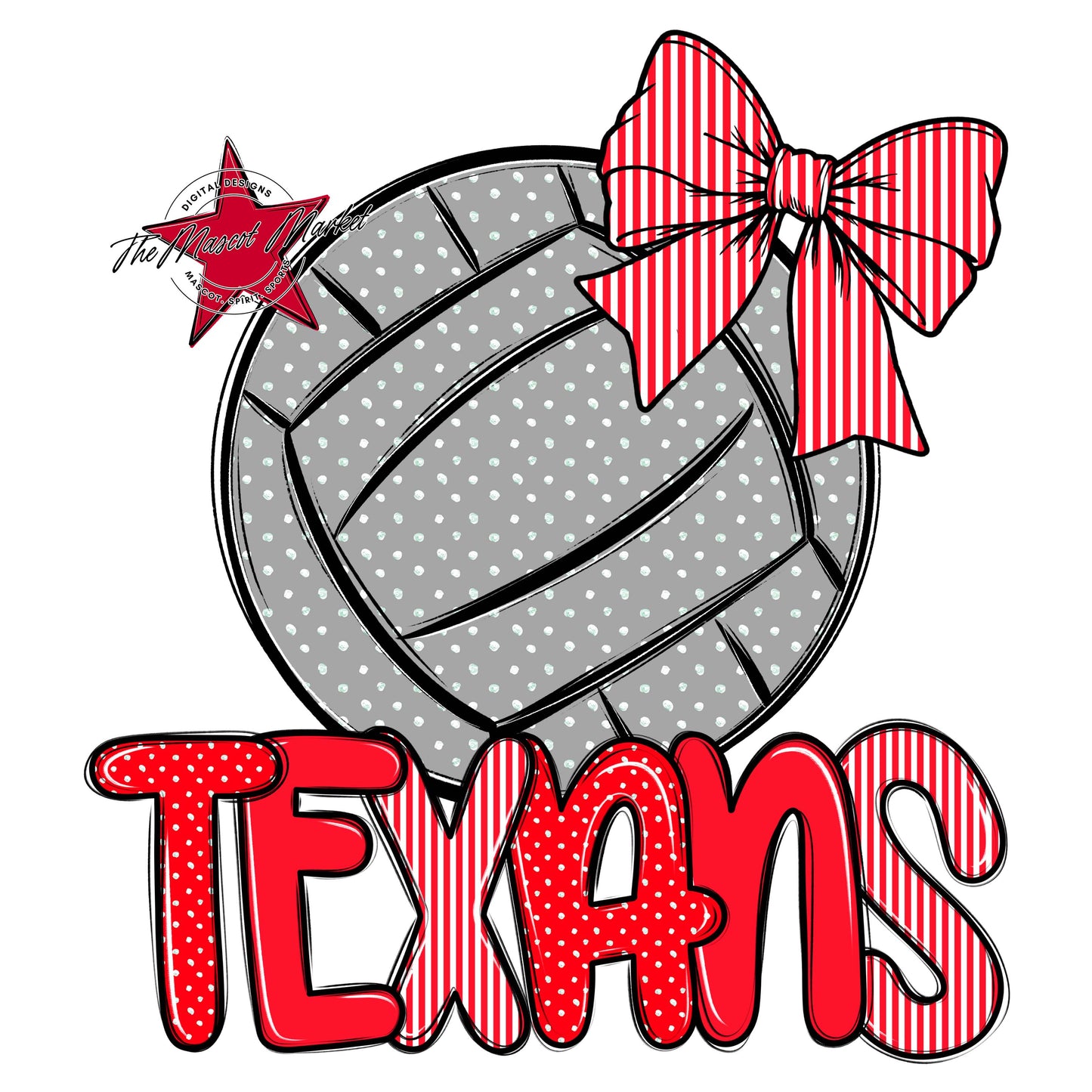 Texans Volleyball Spirit Design-Bright Red