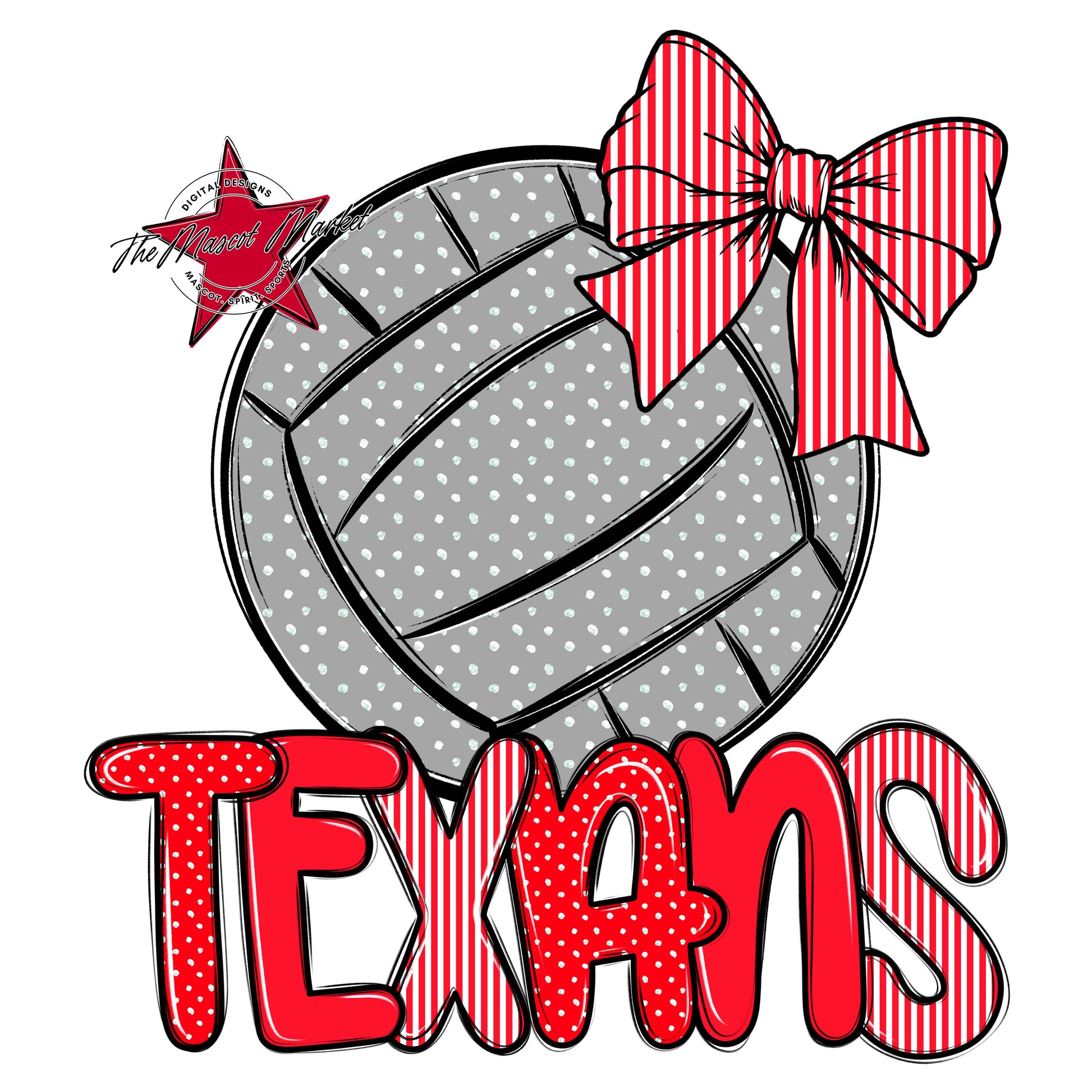 Texans Volleyball Spirit Design-Bright Red