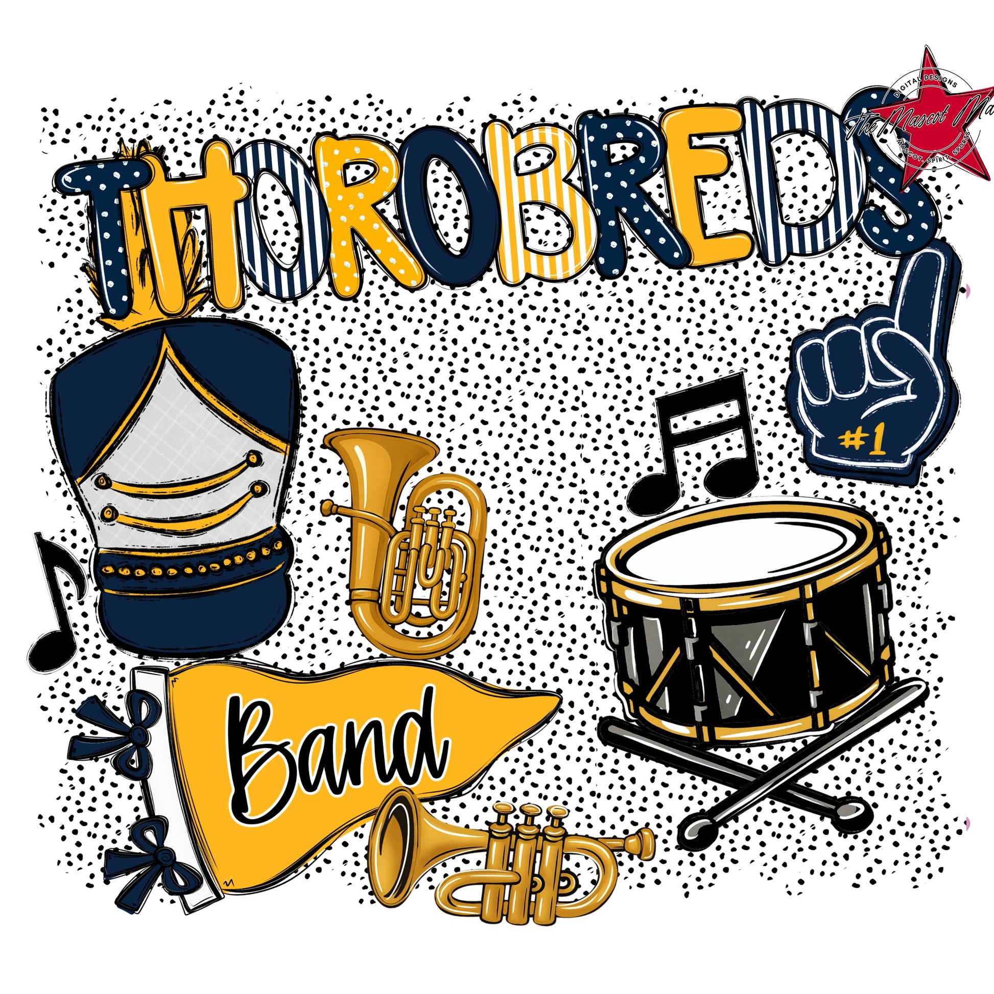 Thorobreds Band Spirit-Navy & Yellow