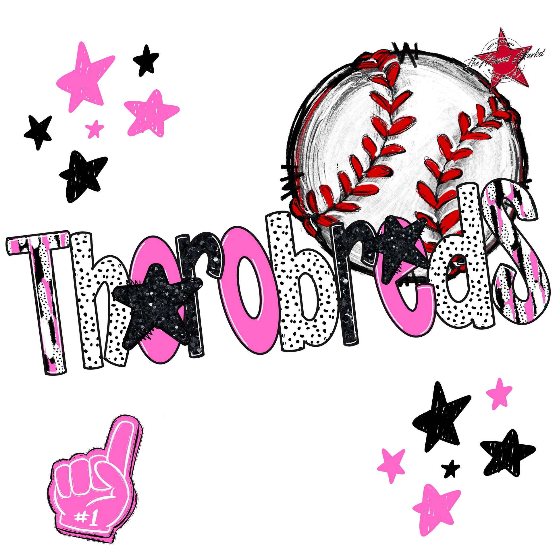 Thorobreds Baseball Scrape-Baby Pink