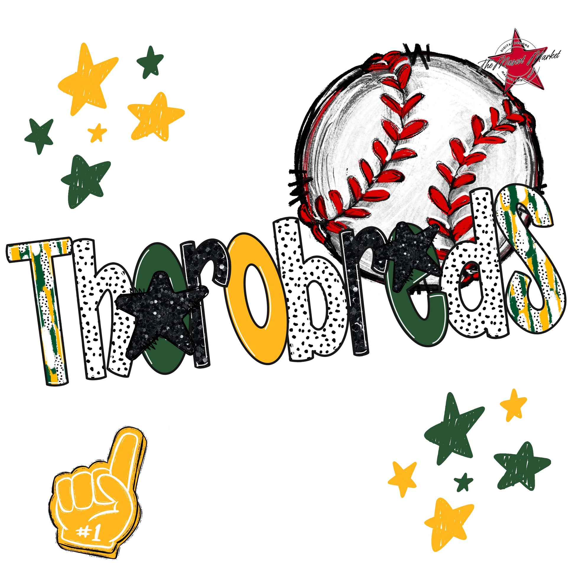 Thorobreds Baseball Scrape-Green & Yellow