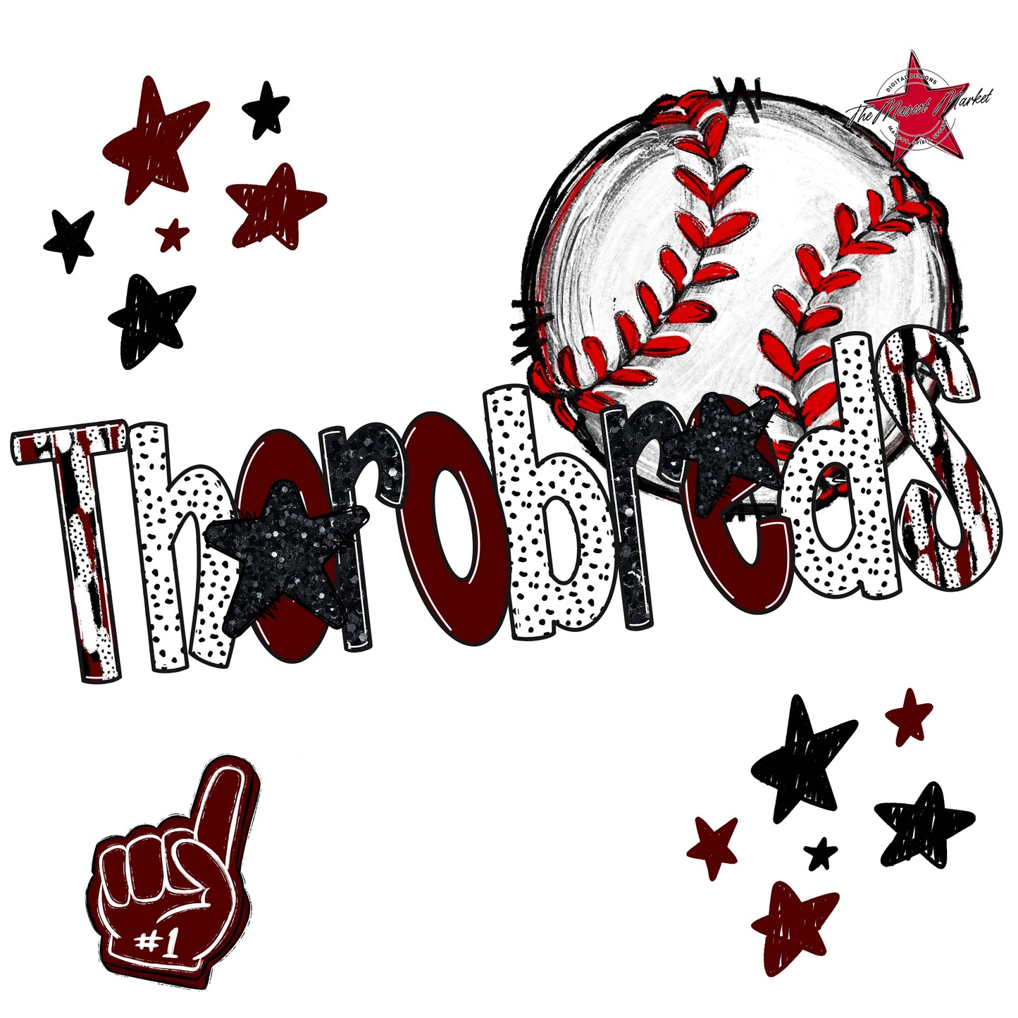 Thorobreds Baseball Scrape-Maroon