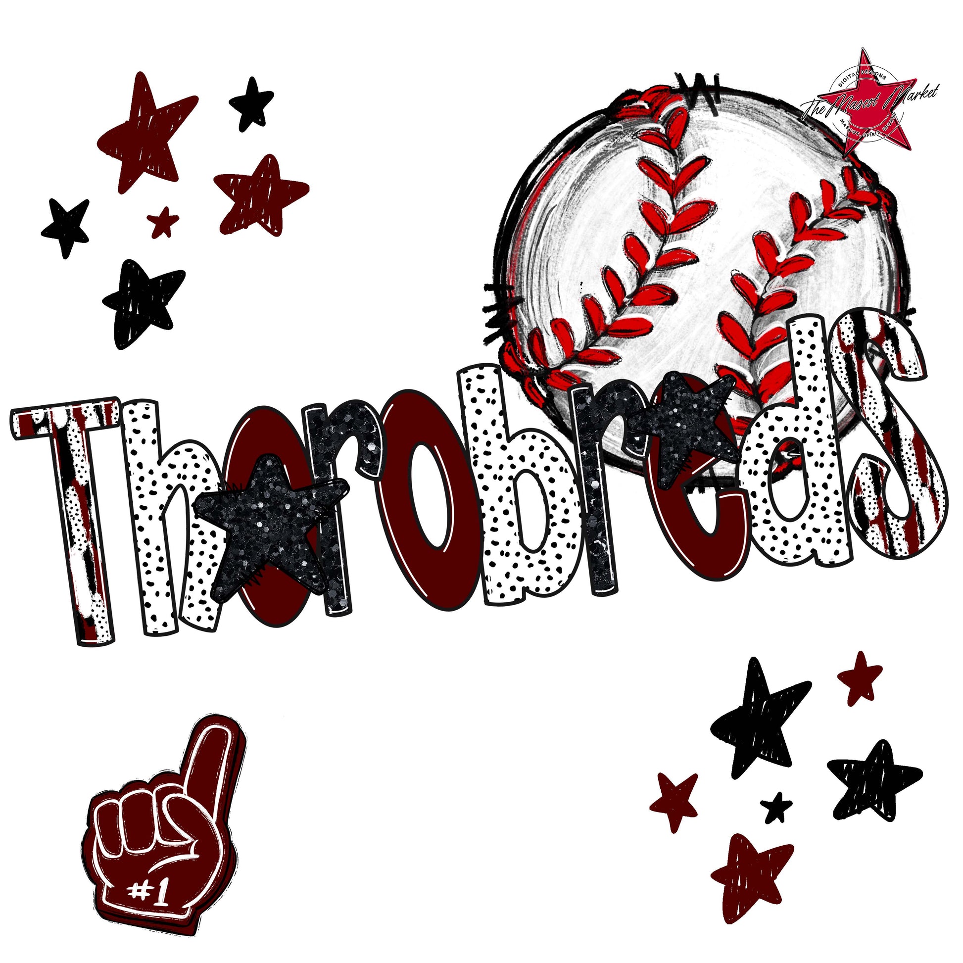 Thorobreds Baseball Scrape-Maroon