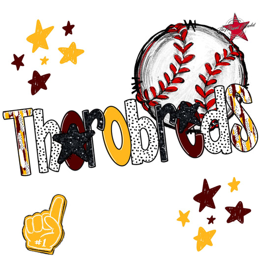 Thorobreds Baseball Scrape-Maroon & Yellow