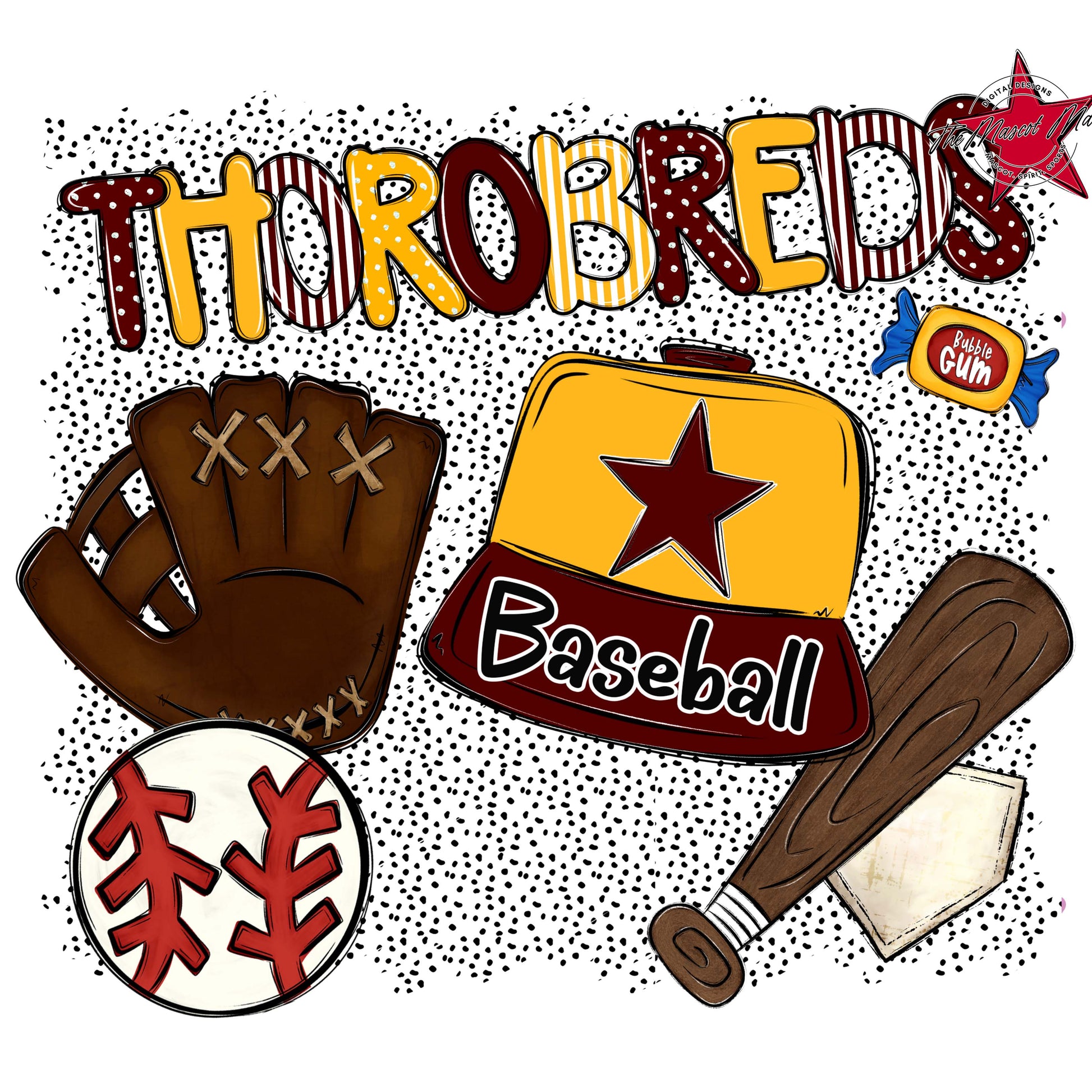 Thorobreds Baseball Spirit-Maroon & Yellow