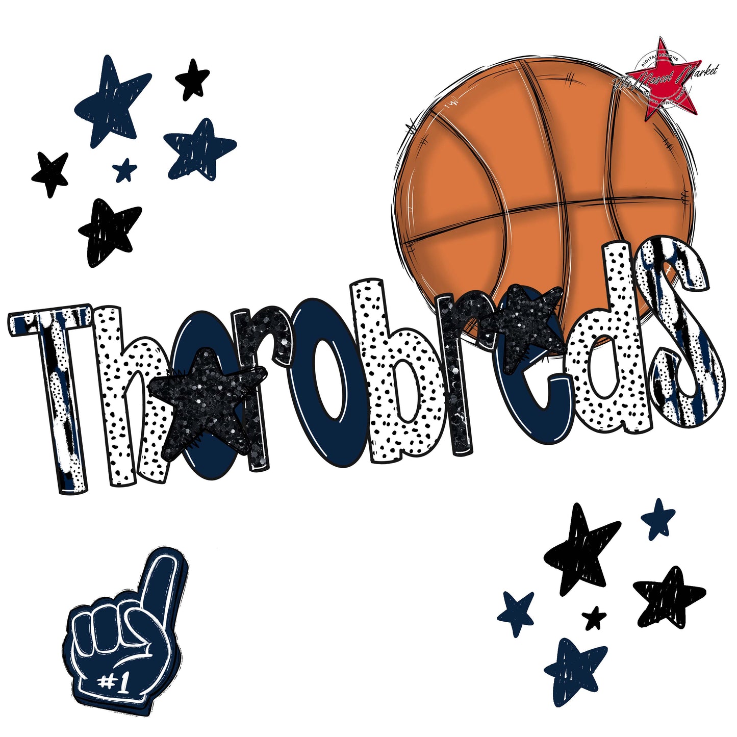 Thorobreds Basketball Scrape-Navy