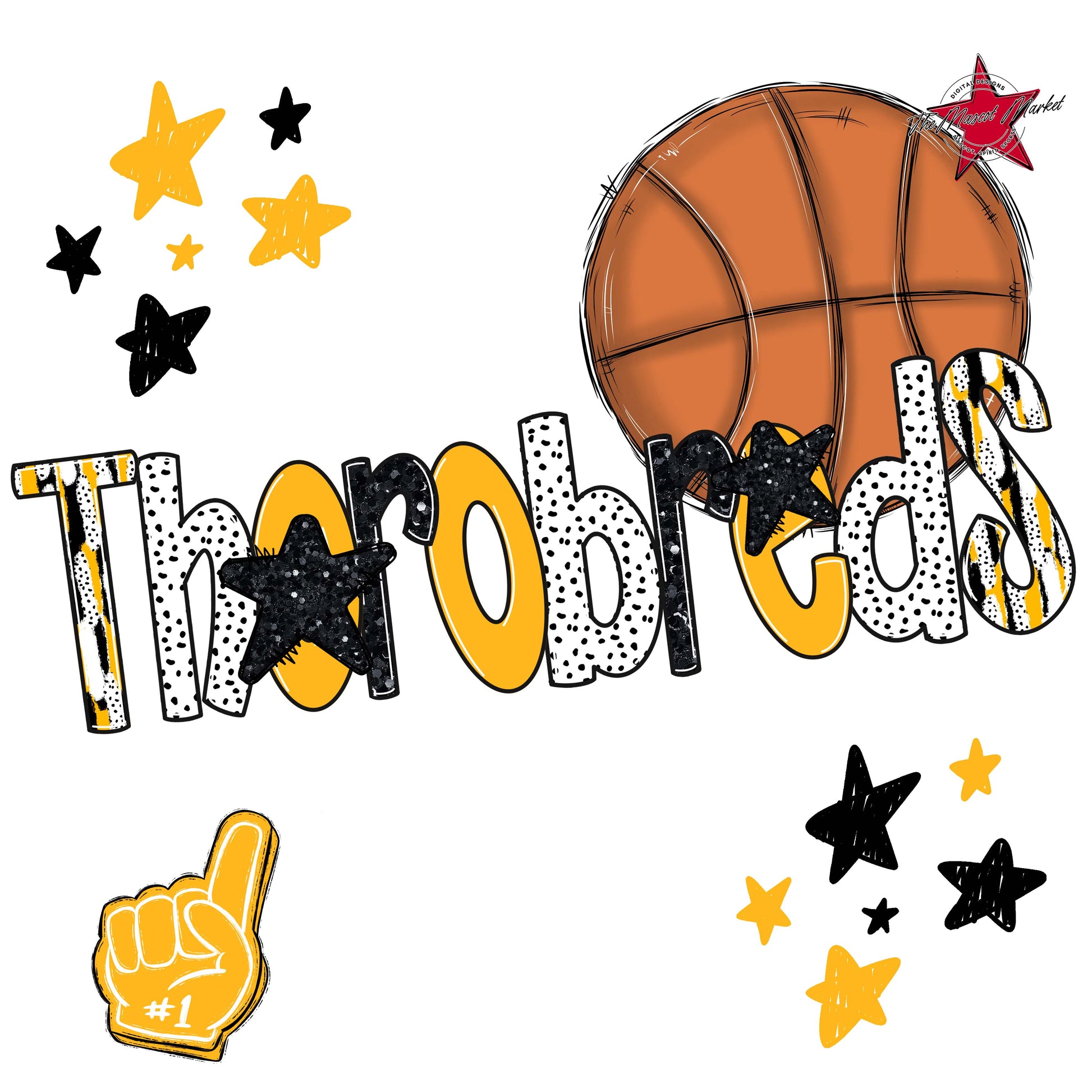 Thorobreds Basketball Scrape-Yellow