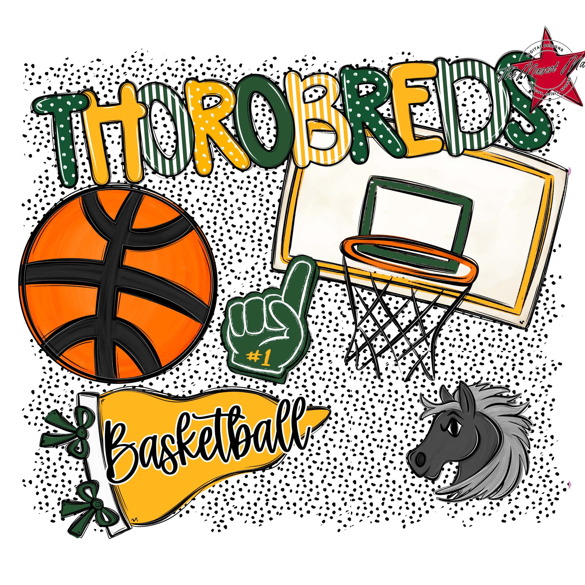 Thorobreds Basketball Spirit-Green & Yellow