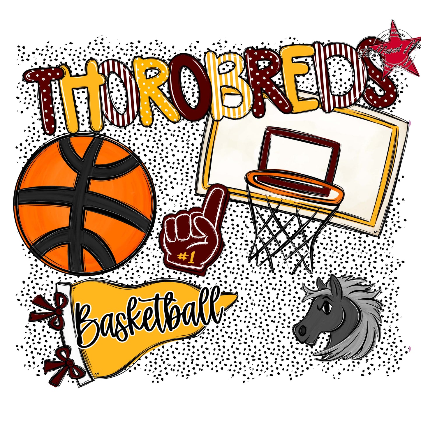 Thorobreds Basketball Spirit-Maroon & Yellow