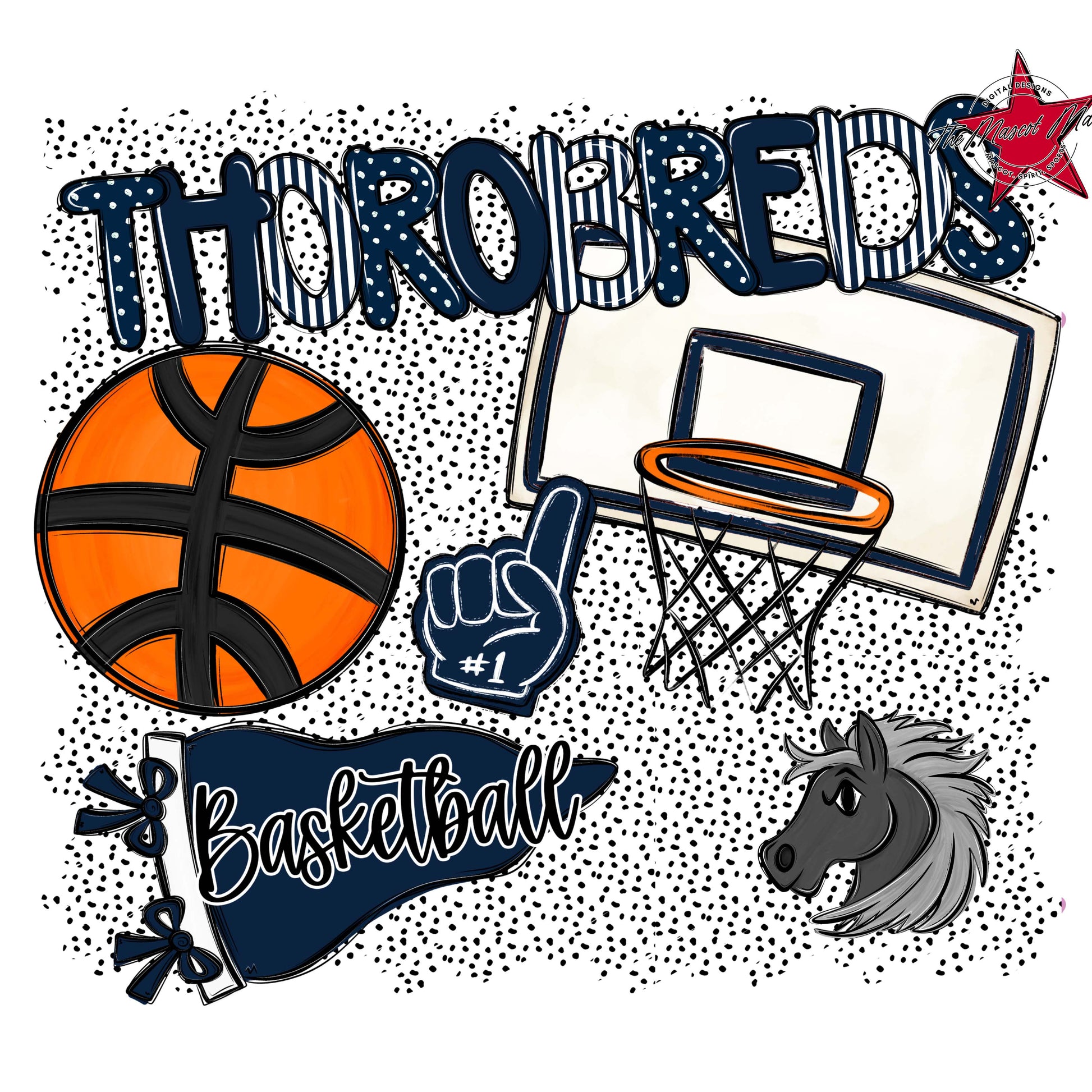 Thorobreds Basketball Spirit-Navy