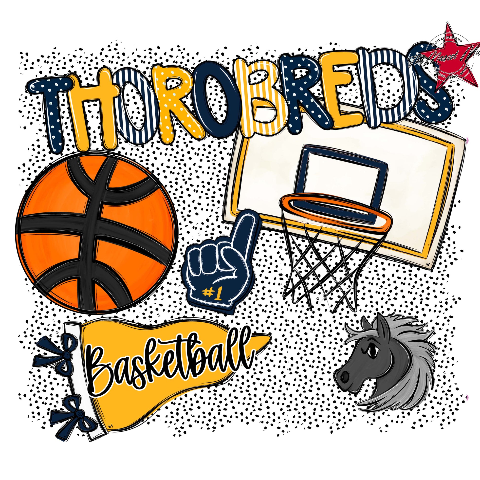 Thorobreds Basketball Spirit-Navy & Yellow