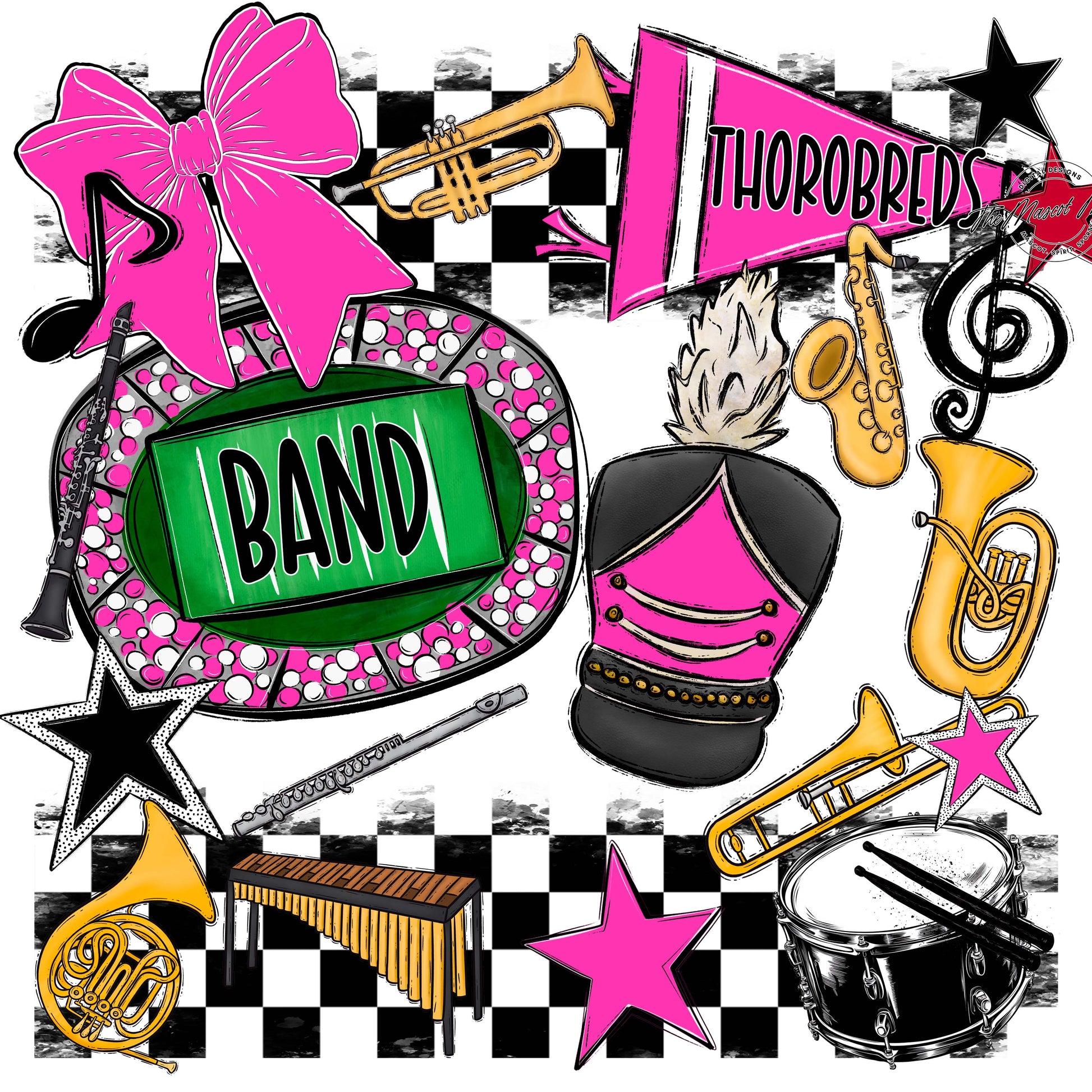 Thorobreds  Band Checkers Design-Pink