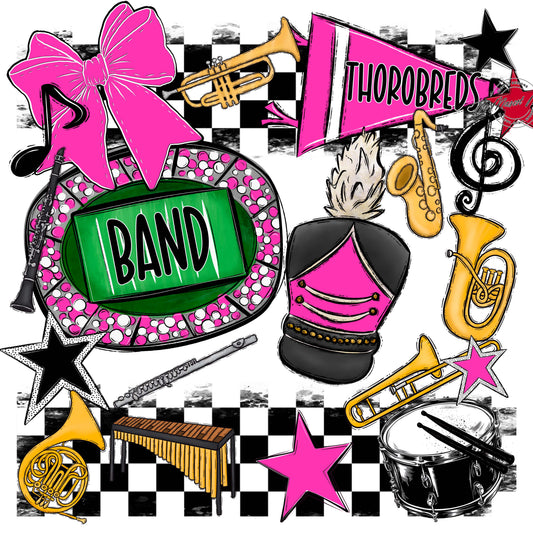Thorobreds  Band Checkers Design-Pink