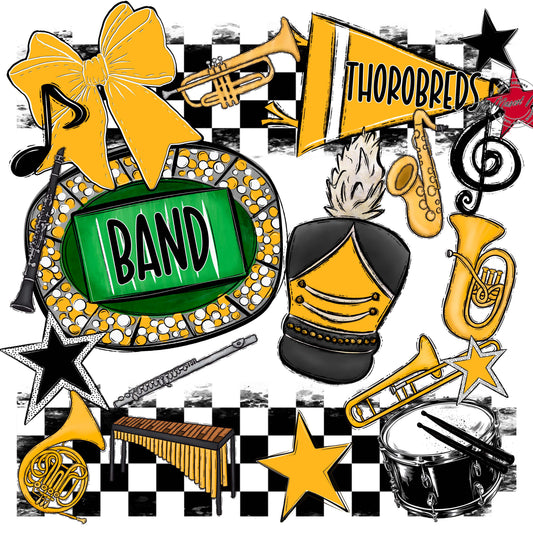 Thorobreds  Band Checkers Design-Yellow