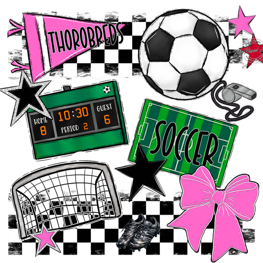Thorobreds Soccer Checkers Design-Baby Pink